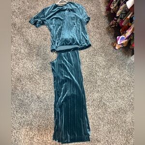 Teal Velvet Two-Piece Set